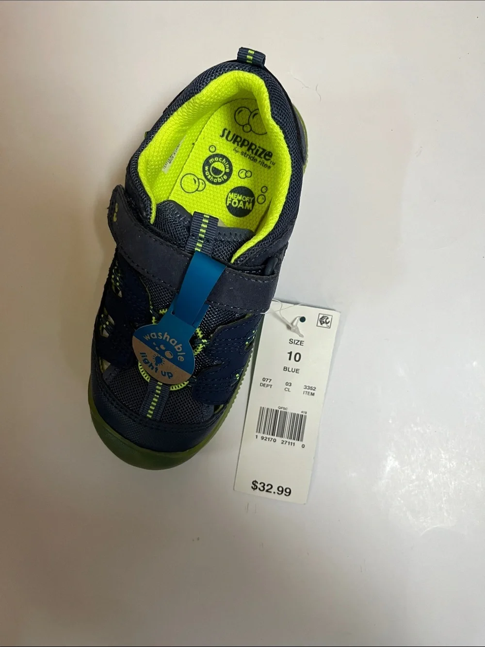 Kids Navy Sneakers with Neon Yellow Trim